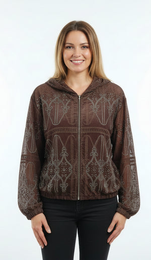 Leichte Glitzerjacke mlt Kapuze verschiedene Farben 1221