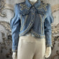 Stylische Jeansjacke mit Perlen und Strass 33031