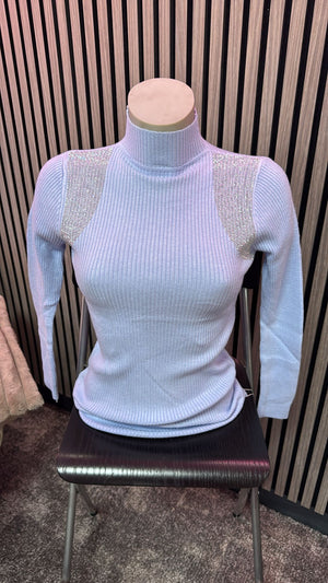 Pulli mit Glitzer Babyblau