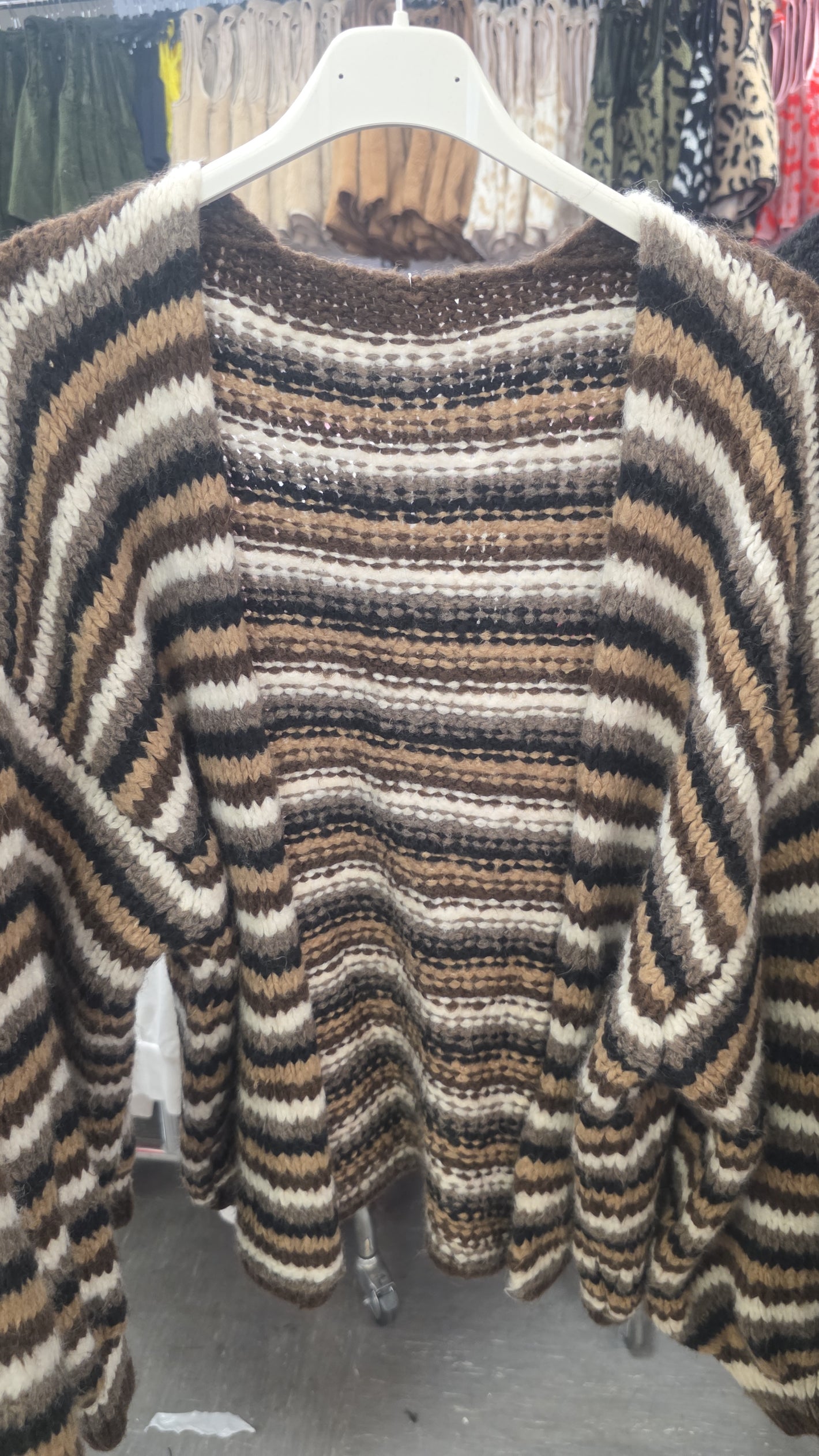 Strickjacke Stripe Braun Beige
