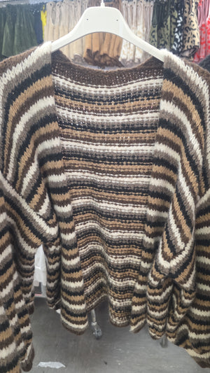Strickjacke Stripe Braun Beige