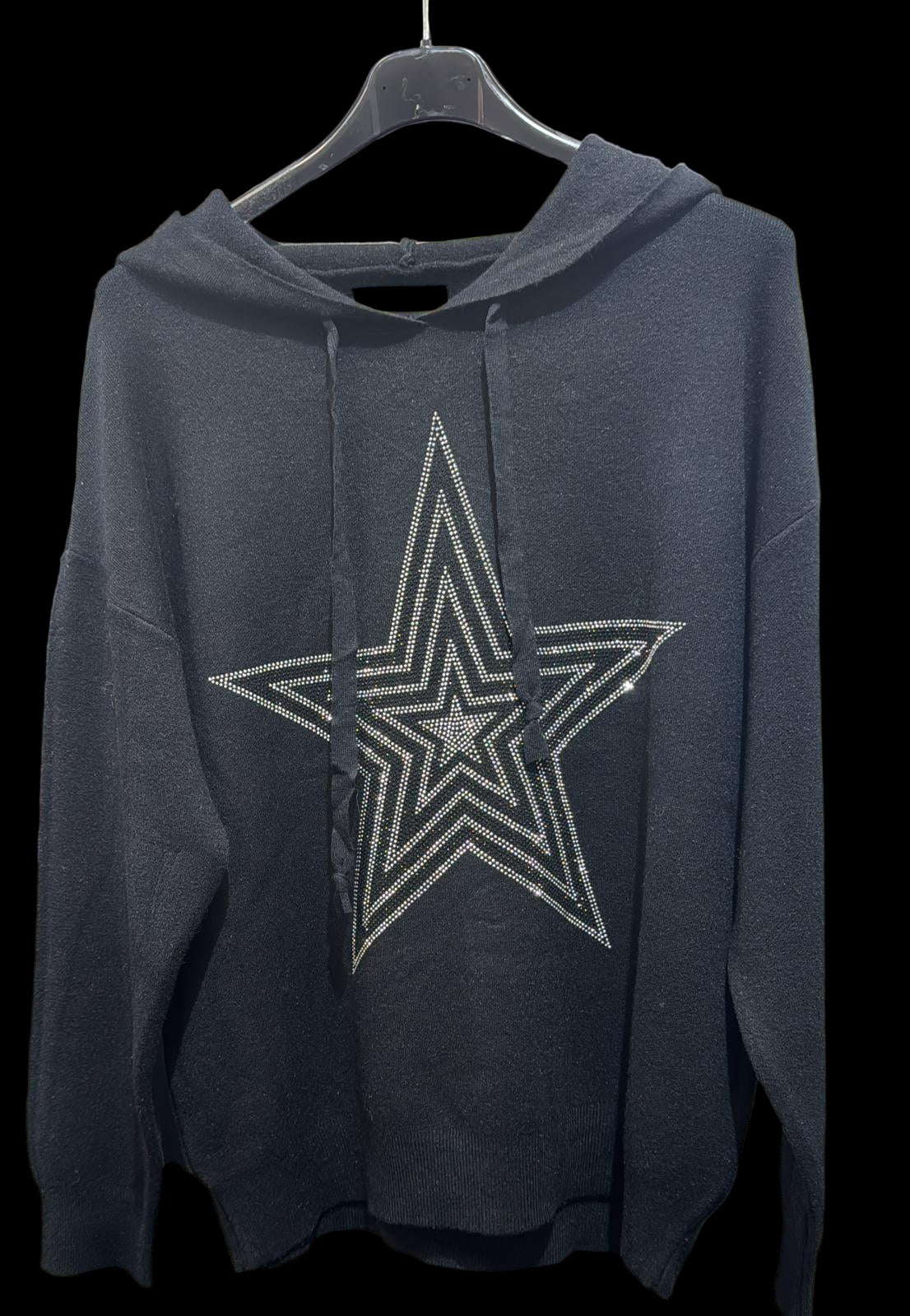 Leichter Hoodie mit Glitzer Stern 1759 verschiedene Farben und Grössen