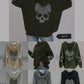Pullover mit Kaputze und Glitzer Totenkopf 3419