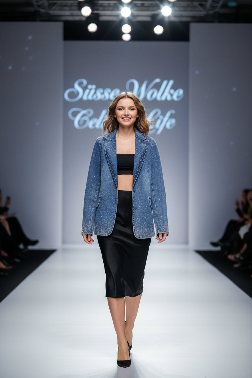 Glitzer Jeans Jacke New Collection 260511 S/M bis Grösse 38/40