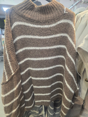 Strickpulli grosse Kragen Streifen verschiedene Farben 305712