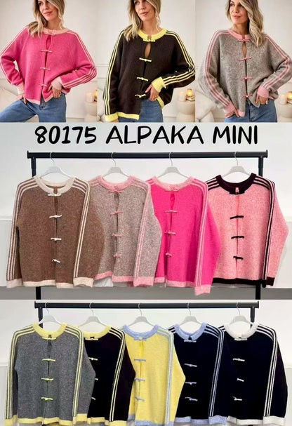 Strickjacke mit Streifen Bänder 80175 verschiedene Farben