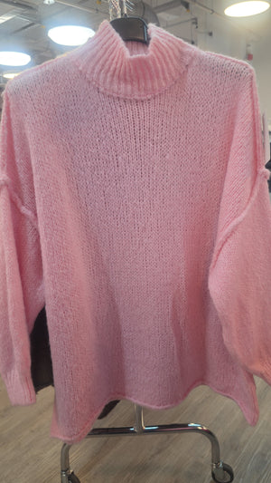 Pullover mit dicker Naht hoher Kragen versch. Farben 0335