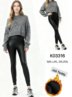 Leder Leggings mit Teddy gefüttert! SCHÖN WARM