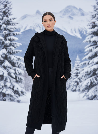 Cardigan warm mit Kapuze verschiedene Farben