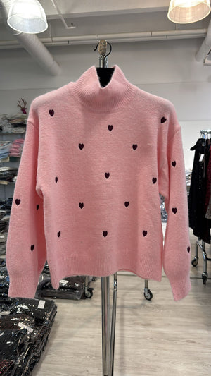 Rollkragen mit Herzen verschiedene Farben 2250