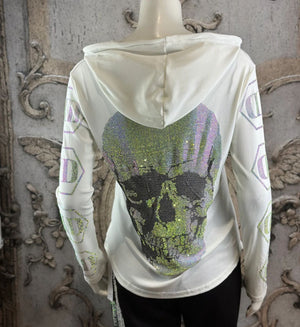 Stylischer Kaputzen Pulli mit Totenkopf in verschiedenen Farben