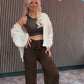 Strickhose mit Schleife vorne in verschiedenen Farben 50912