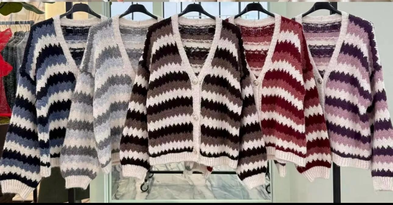 Strickjacke mit karostreifen 2412 verschiedene Farben