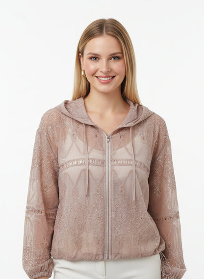 Leichte Glitzerjacke mlt Kapuze verschiedene Farben 1221