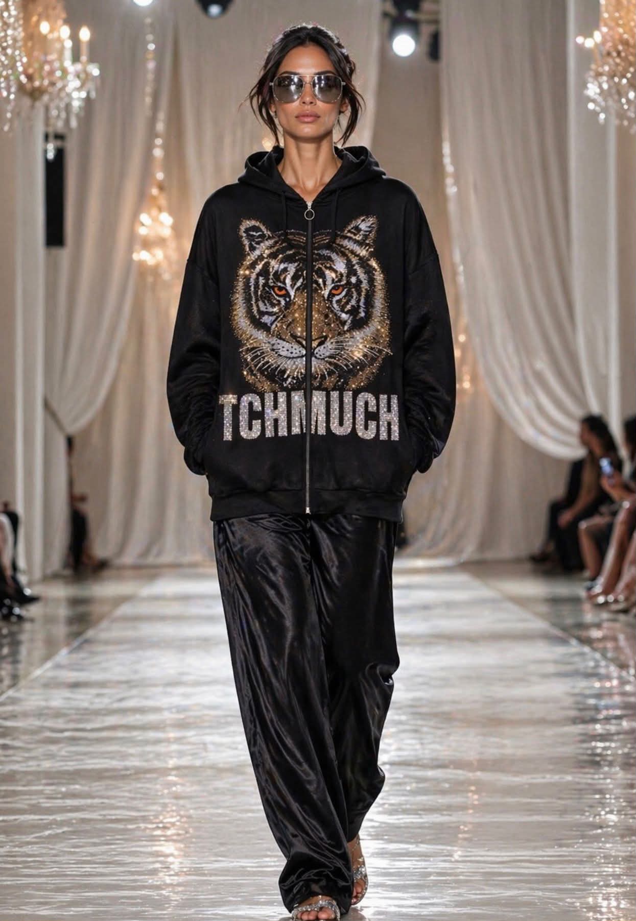 Glitzer Hoodie Tiger verschiedene Farben