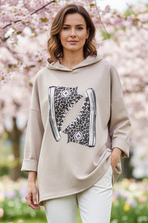 Hoodie Pulli mit Leo Glitzerschuh bis 46 verschiedene Farben | 1054