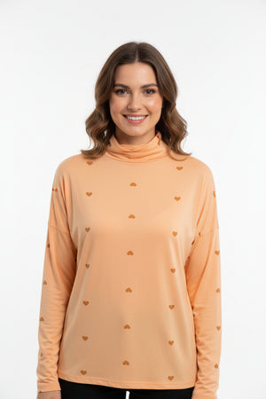 Leichter Rolli Pulli Aprikot mit Herzen 68062