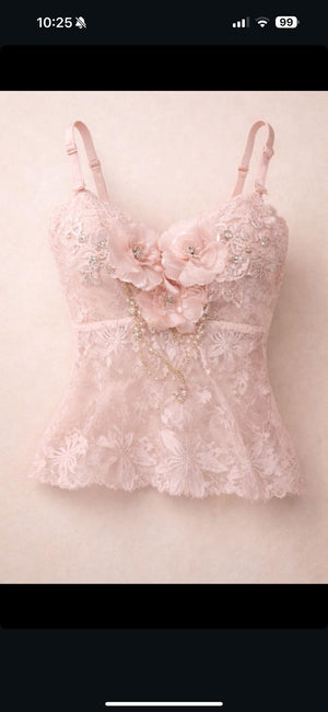 Top Lachsfarbend mit Blumen 0138