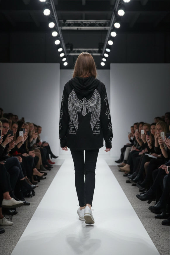 Glitzerpulli mit Kapuze Hardcore in verschiedenen Farben 2406