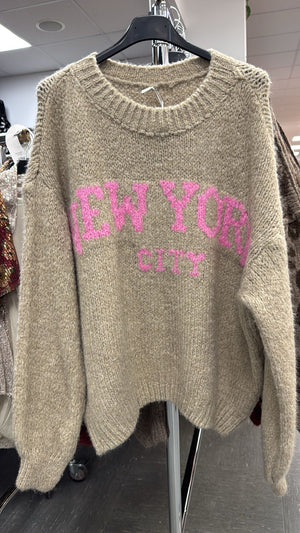 Pullover New York City Beige Rosa