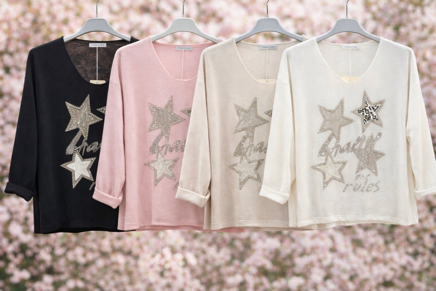 Leichter Pulli DANCE STAR verschiedene Farben V-Ausschnitt bis 44 | 1529