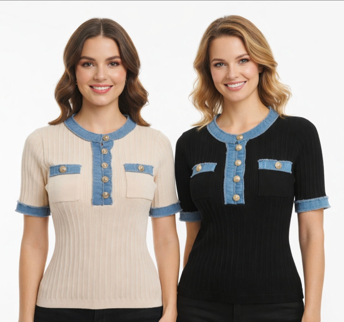 Top in verschiedenen Farben mit Jeans 4313