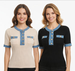 Top in verschiedenen Farben mit Jeans 4313