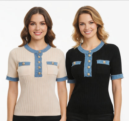 Top in verschiedenen Farben mit Jeans 4313