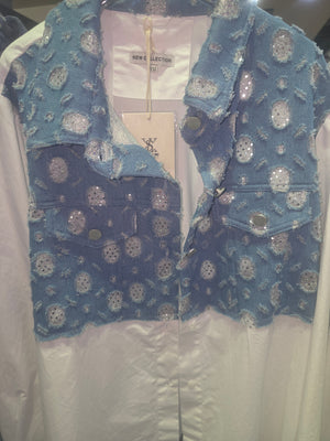 Hemd mit Jeans Glitzer verschiedene Farben TT 1012