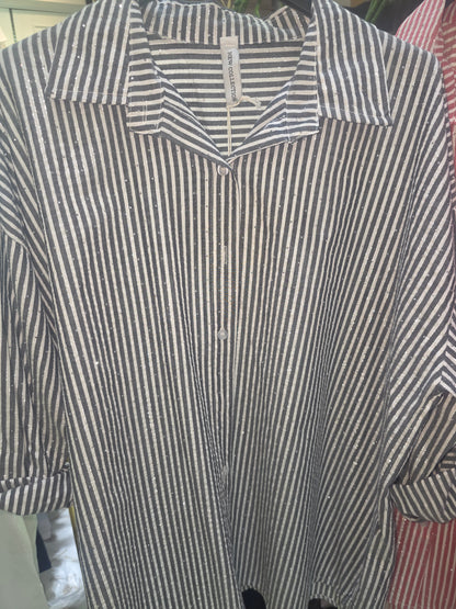 Hemd mit Streifen und Glitzer verschiedene Farben. Kurz. Hinten mit gewebtem 6633