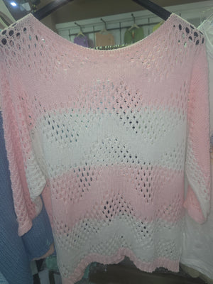 Pulli mit Löcher rosa / weiss 2805