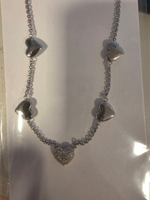 Herzkette kleine Herzen mit Strass vergoldet 111330