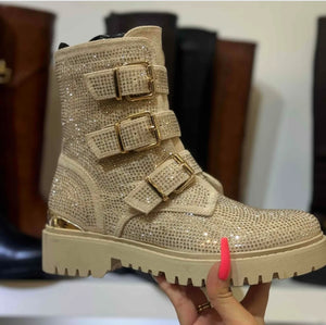 Boots mit Glitzer und Schnalle verschiedene Farben