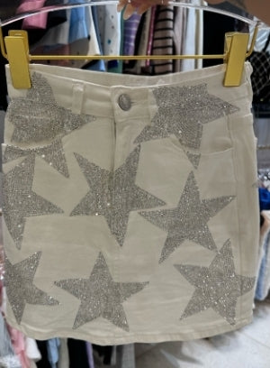 Jeansrock mit Glitzer Sternen verschiedene Farben/Grössen