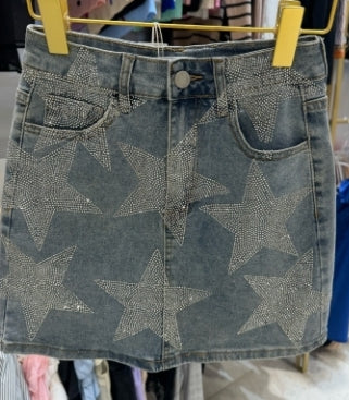 Jeansrock mit Glitzer Sternen verschiedene Farben/Grössen