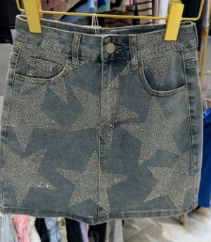 Jeansrock mit Glitzer Sternen verschiedene Farben/Grössen