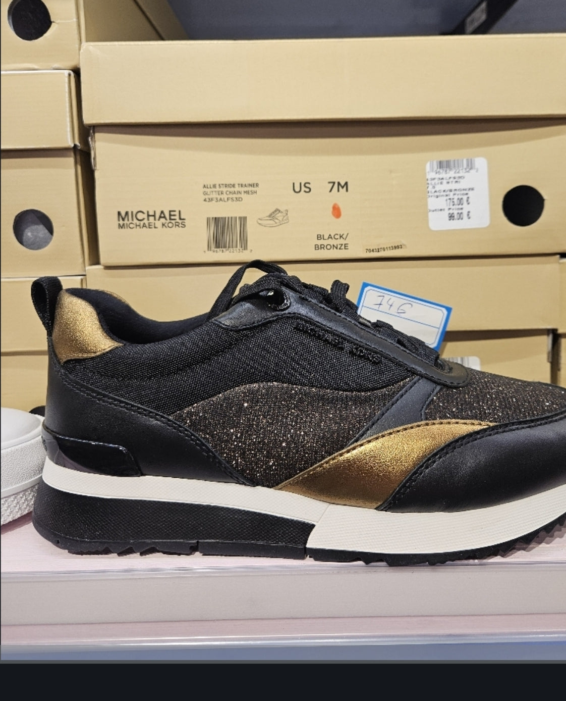 Michael Kors Turnschuh Schwarz Gold Glitzer