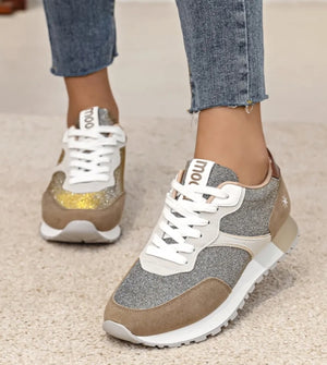 MooW Sneaker Silber Camel Glitzer KP 4373