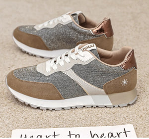 MooW Sneaker Silber Camel Glitzer KP 4373