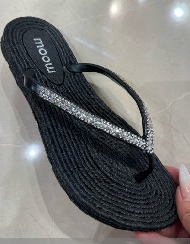 Flipflops Schwarz mit Glitzer 480 4404NR