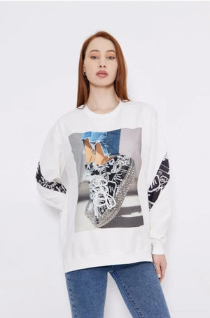 Pullover Jeans Glitzerschuh 3D verschiedene Farben