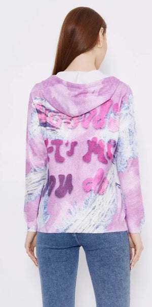 🎀 CUTE & CRAZY HOODIE  Lila - Pink - Weiß