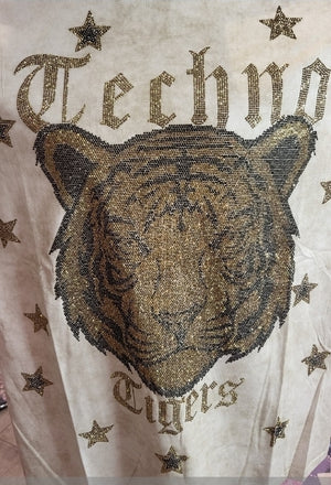 T-Shirt Tiger TECHNO Flügel glitzer gold marmorisiert verschiedene Farben
