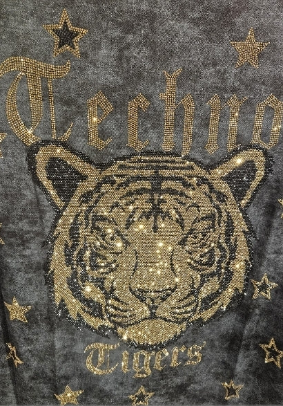 T-Shirt Tiger TECHNO Flügel glitzer gold marmorisiert verschiedene Farben