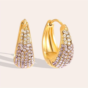 Ohrring vergoldet gröser mit Strass Edelstahl Nickelfrei #125193 rosa und lila