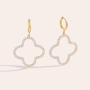 Sparkling Hollow Diamonds Clover Edelstahl Ohrringevergoldet mit Strass Nickelfrei #124775 Silber und goldfarbend