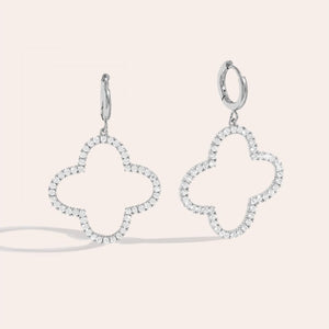 Sparkling Hollow Diamonds Clover Edelstahl Ohrringevergoldet mit Strass Nickelfrei #124775 Silber und goldfarbend