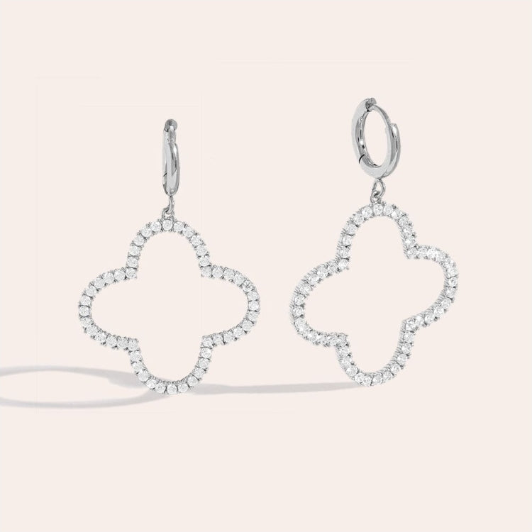 Sparkling Hollow Diamonds Clover Edelstahl Ohrringevergoldet mit Strass Nickelfrei #124775 Silber und goldfarbend