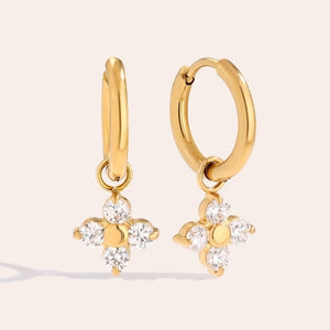Diamonds Hoop 20mm Flower Edelstahl Ohrringe Ohrringevergoldet mit Strass Nickelfrei 125170 Silber und goldfarbend