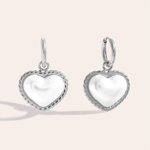 Pearl Heart Edelstahl Ohrringe silberfarbend 124938